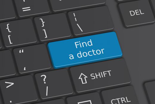 Computertastatur mit Taste: Find a doctor
