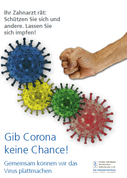 Werbeplakat Impfkampagne, Faust erstreckt sich gegen Corona-Viren