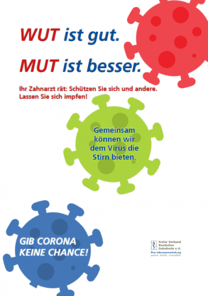 Werbeplakat Impfkampagne, Schriftzug "Wut ist gut, Mut ist besser"