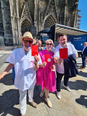 Teilnehmer beim Protest in Köln im Juni 23