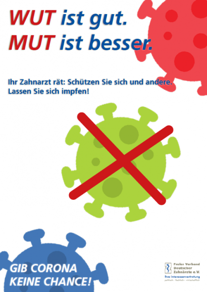 Werbeplakat Impfkampagne, Schriftzug "Wut ist gut, Mut ist besser"